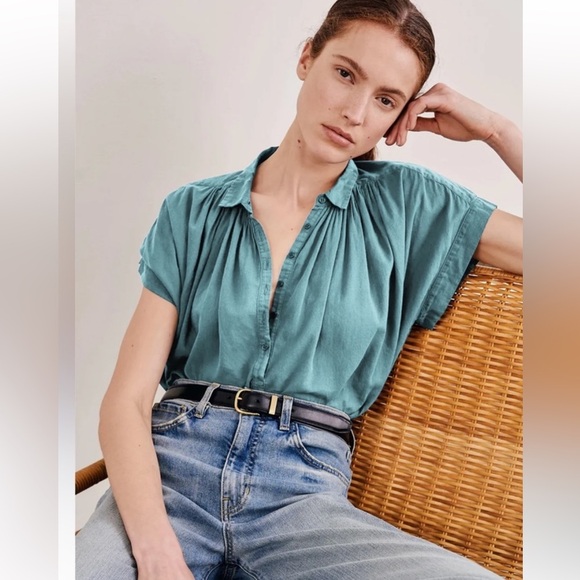 Nili Lotan Normandy Tunic Shirt Top Cotton Collared Oversized Kimono XS - Picture 2 of 9